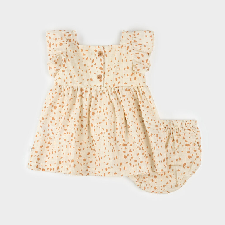 PETIT LEM ROBE ET CULOTTE À IMPRIMÉ GIRAFE - BEIGE