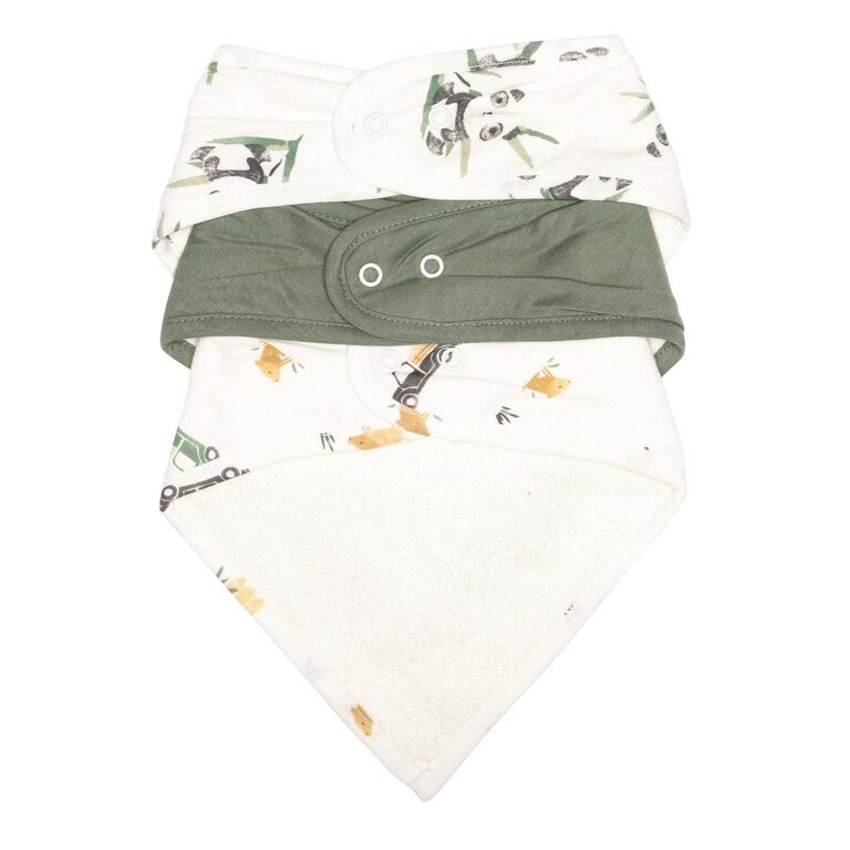 PERLIMPINPIN ENSEMBLE DE 3 BAVOIRS EN BAMBOU - PANDAS, VERT ET PRAIRIES