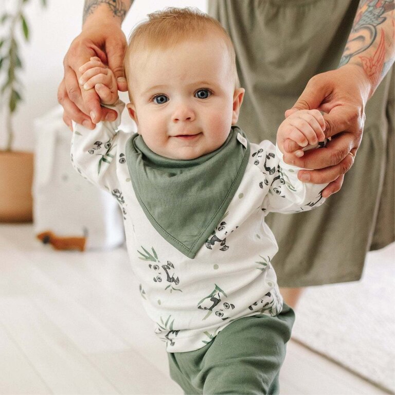 PERLIMPINPIN ENSEMBLE DE 3 BAVOIRS EN BAMBOU - PANDAS, VERT ET PRAIRIES