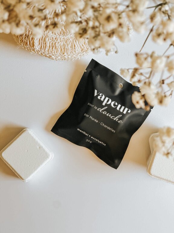 MARÉE CHANDELLE VAPEURS DE DOUCHE - MENTHOL ET EUCALYPTUS - À L'UNITÉ