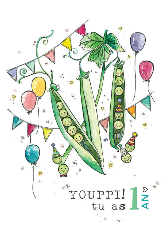 STÉPHANIE RENIÈRE CARTE DE SOUHAITS - PETITS POIS 06