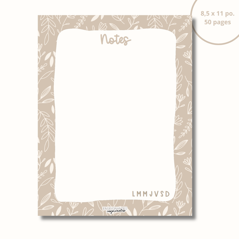ENSEIGNANTES INSPIRANTES BLOC-NOTE - LINE ART