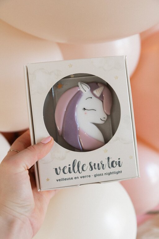 VEILLE SUR TOI VEILLEUSE -  LICORNE SIMONE LILAS