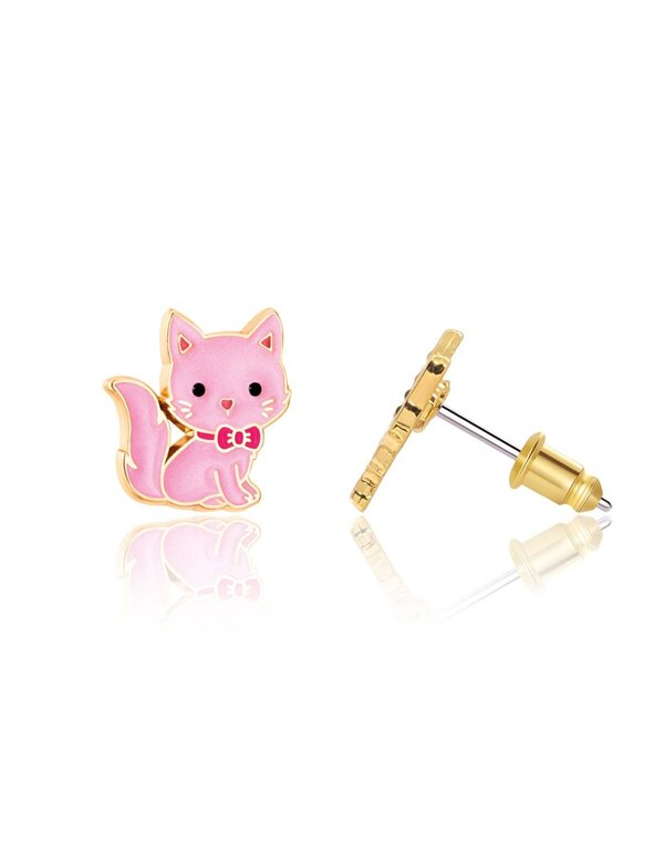GIRL NATION BOUCLES D'OREILLES - CHAT ROSE