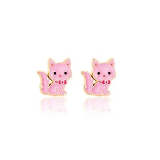 GIRL NATION BOUCLES D'OREILLES - CHAT ROSE