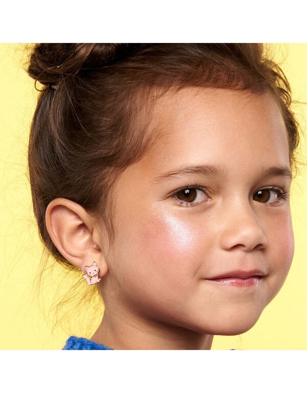 GIRL NATION BOUCLES D'OREILLES - CHAT ROSE