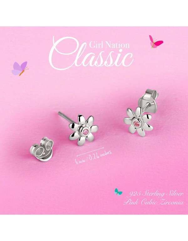 GIRL NATION BOUCLES D'OREILLES - FLEURS EN ARGENT