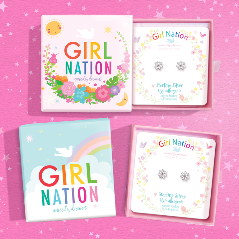GIRL NATION BOUCLES D'OREILLES - FLEURS EN ARGENT