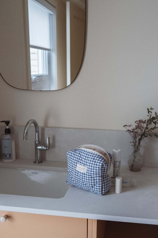 DANS LE SAC POCHETTE MATELASSÉE EN COTON BIO - VICHY MARINE