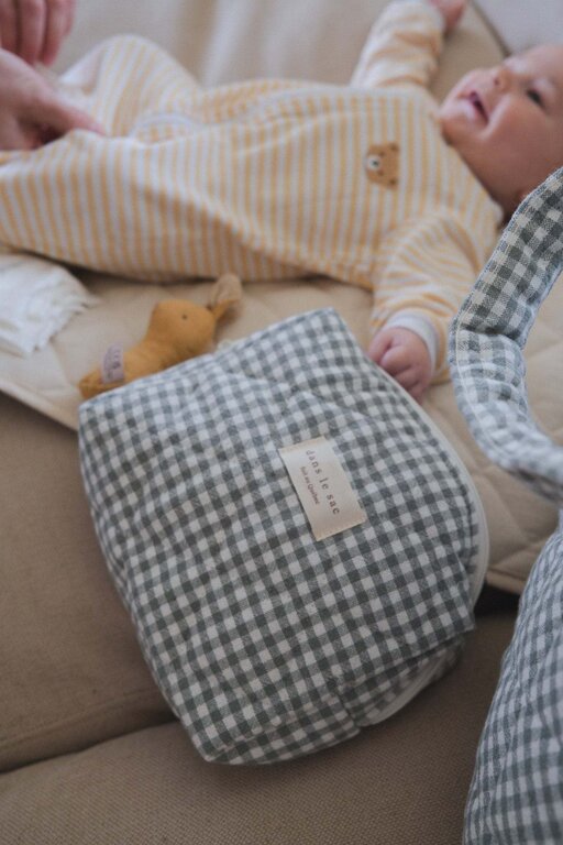 DANS LE SAC POCHETTE MATELASSÉE EN COTON BIO -  VICHY SAUGE