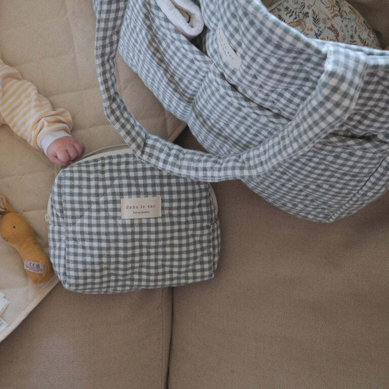 DANS LE SAC POCHETTE MATELASSÉE EN COTON BIO -  VICHY SAUGE