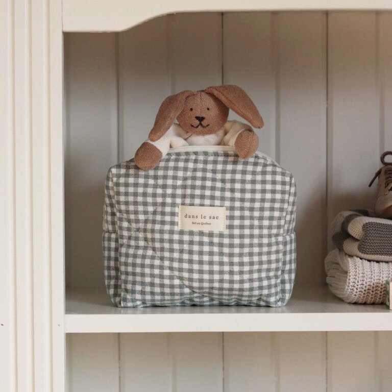 DANS LE SAC POCHETTE MATELASSÉE EN COTON BIO -  VICHY SAUGE