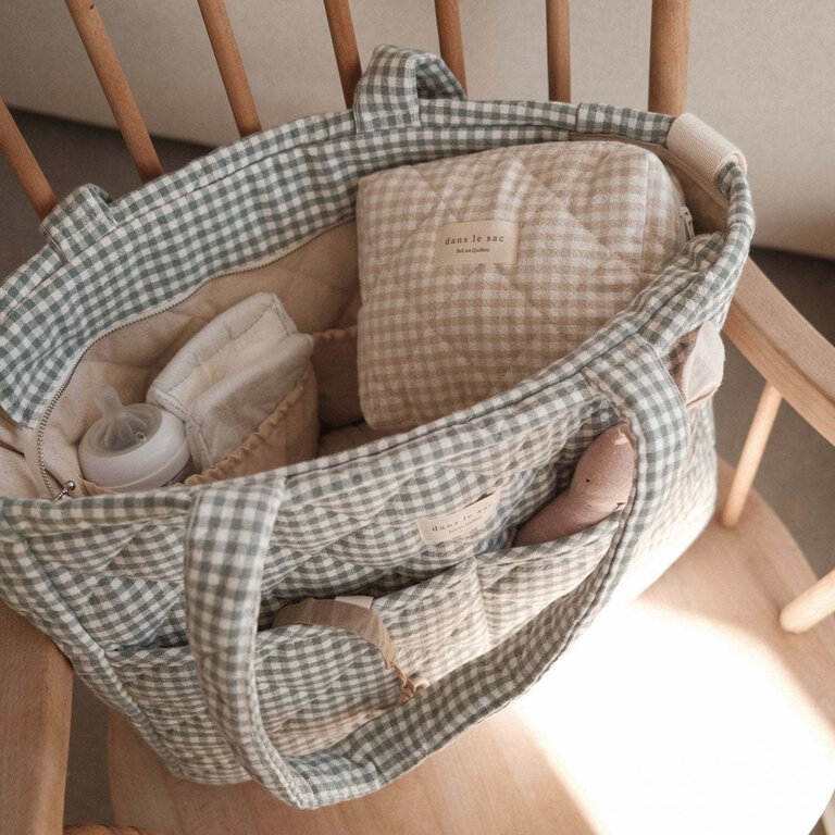 DANS LE SAC POCHETTE MATELASSÉE EN COTON BIO -  VICHY BEIGE