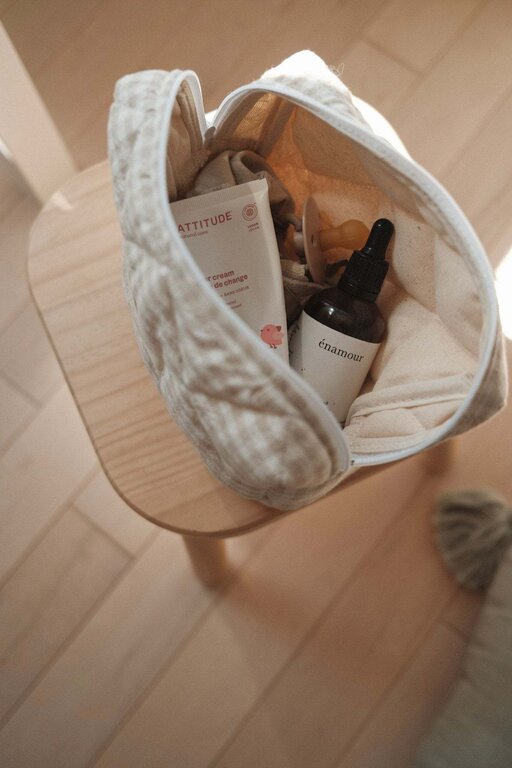 DANS LE SAC POCHETTE MATELASSÉE EN COTON BIO -  VICHY BEIGE