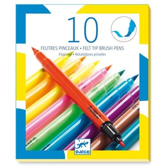 DJECO 10 BRUSH MARKERS - POP COLORS