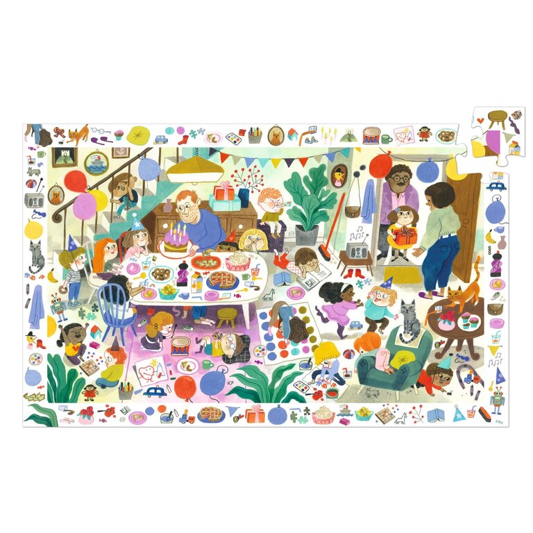 DJECO PUZZLE D'OBSERVATION - LA FÊTE D'ANNIVERSAIRES 54 PCS