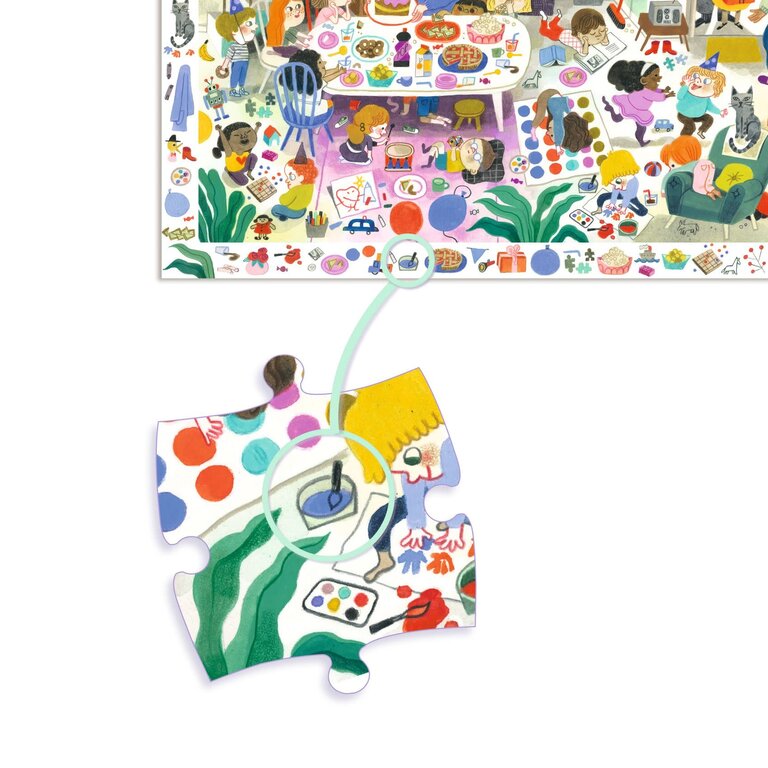 DJECO PUZZLE D'OBSERVATION - LA FÊTE D'ANNIVERSAIRES 54 PCS