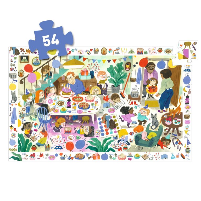 DJECO PUZZLE D'OBSERVATION - LA FÊTE D'ANNIVERSAIRES 54 PCS