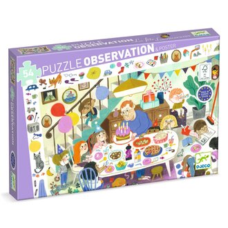 DJECO PUZZLE D'OBSERVATION - LA FÊTE D'ANNIVERSAIRES 54 PCS