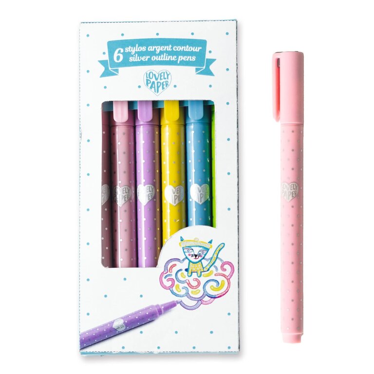DJECO 6 SILVER OUTLINE PENS