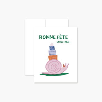 BOUCLE & PAPIER GREETING CARD - BELATED BIRTHDAY SNAIL