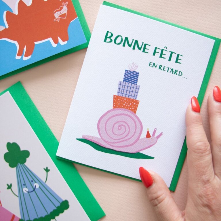 BOUCLE & PAPIER CARTE DE SOUHAITS - BONNE FÊTE EN RETARD ESCARGOT