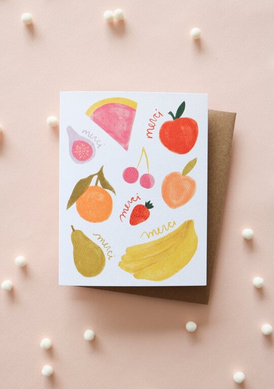 BOUCLE & PAPIER CARTE DE SOUHAITS - MERCI FRUITS