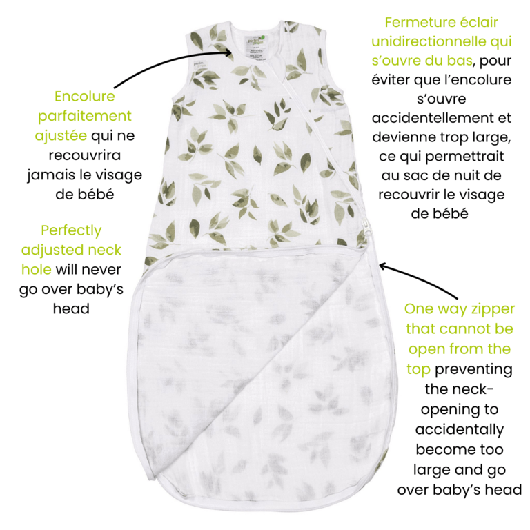 PERLIMPINPIN SAC DE NUIT EN MOUSSELINE 0.7 TOG - FEUILLES