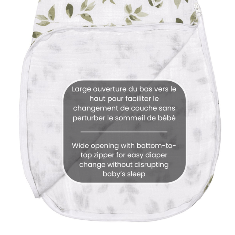 PERLIMPINPIN SAC DE NUIT EN MOUSSELINE 0.7 TOG - FEUILLES