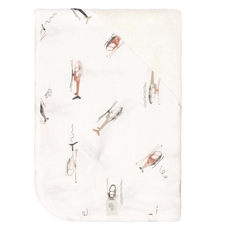 PERLIMPINPIN SERVIETTE À CAPUCHON EN BAMBOU - HÉLICOPTÈRE