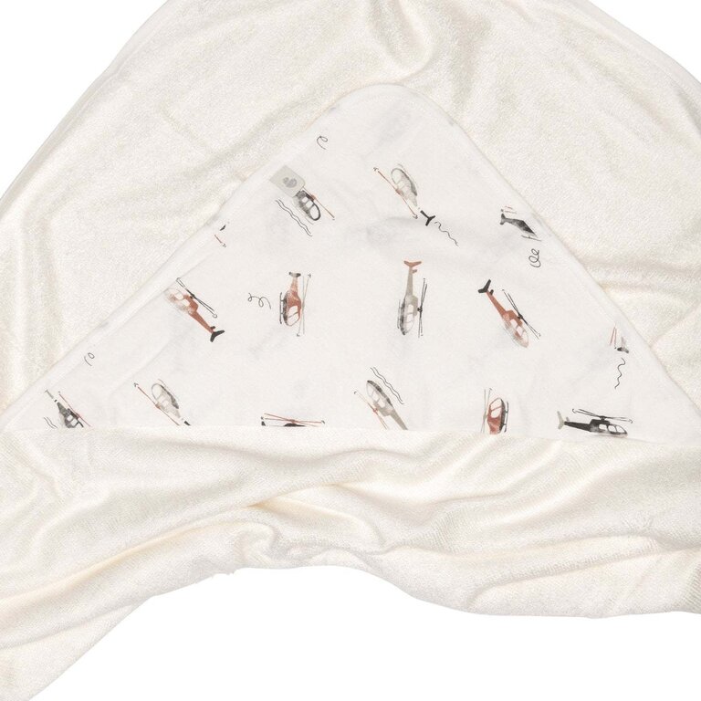 PERLIMPINPIN SERVIETTE À CAPUCHON EN BAMBOU - HÉLICOPTÈRE