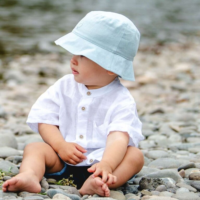 CALIKIDS CHAPEAU BUCKET EN LIN - BLEU