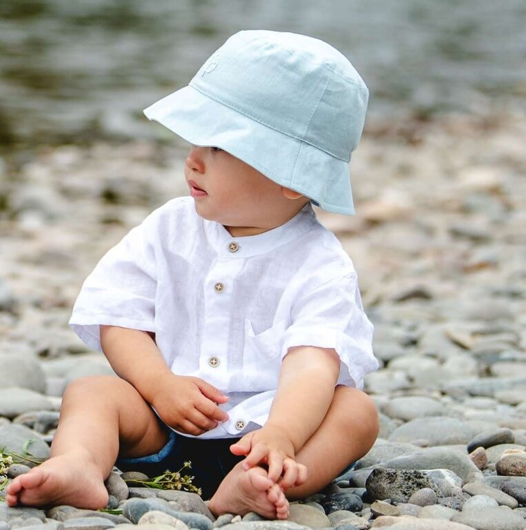 CALIKIDS CHAPEAU BUCKET EN LIN - BLEU