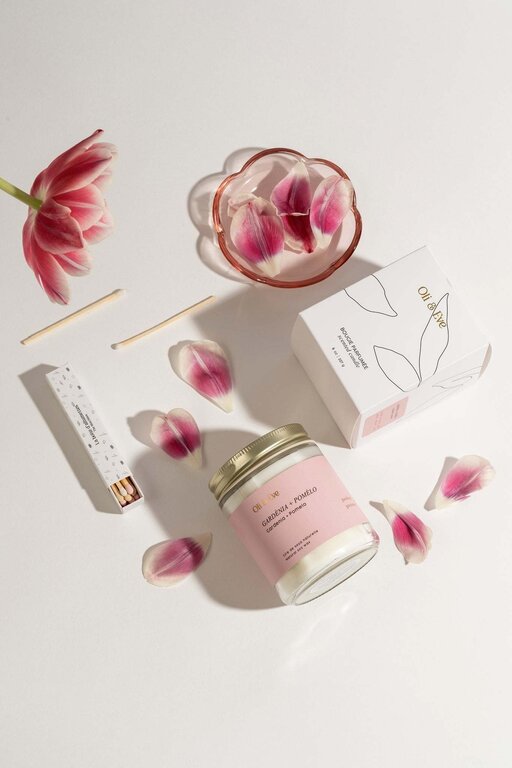 OLI & EVE BOUGIE EN VERRE - GARDÉNIA + POMÉLO
