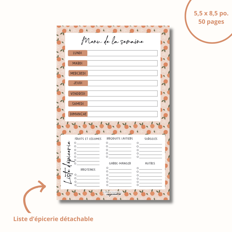 ENSEIGNANTES INSPIRANTES MENU/ÉPICERIE- CLÉMENTINES