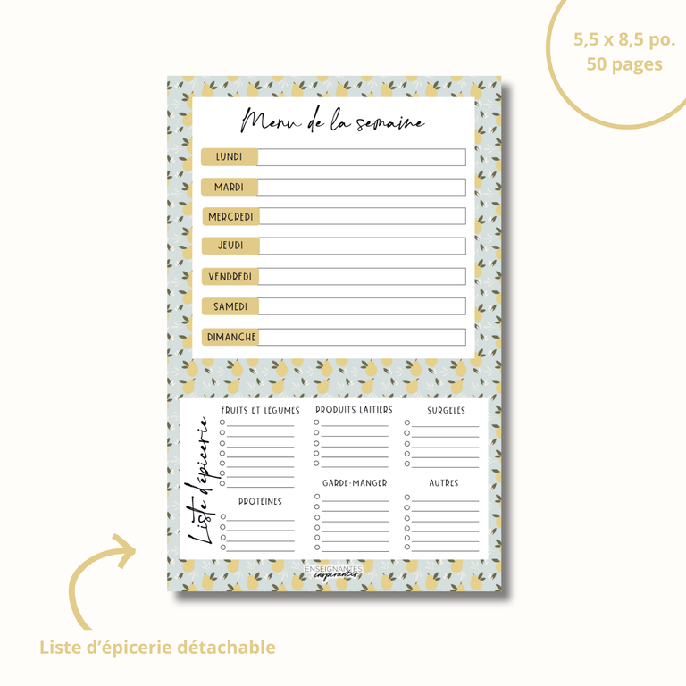 ENSEIGNANTES INSPIRANTES MENU/ÉPICERIE- POIRE