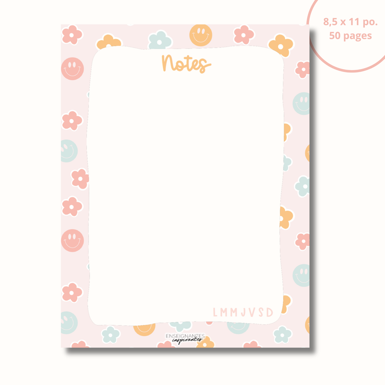 ENSEIGNANTES INSPIRANTES BLOC-NOTE - SOURIRES ET FLEURS PASTELS