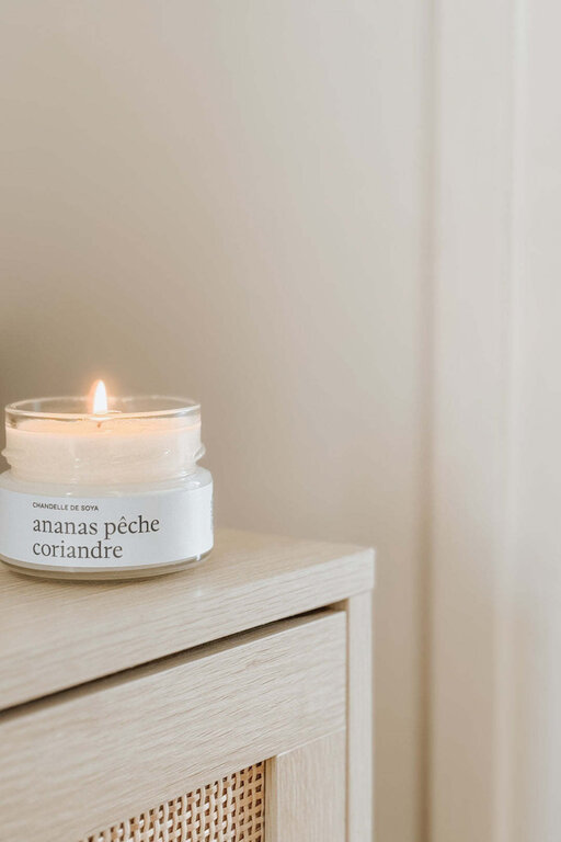 MARÉE CHANDELLE CHANDELLE DE SOYA - ANANAS, PÊCHE ET CORIANDRE