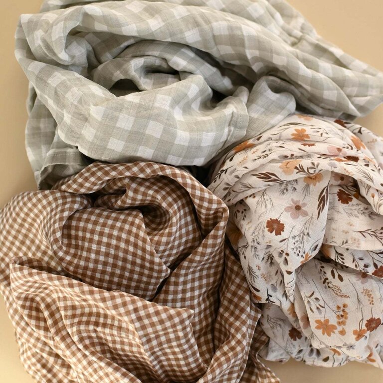 MINIKA COUVERTURE DE MOUSSELINE - SAGE GINGHAM