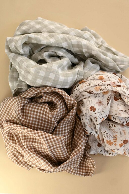 MINIKA COUVERTURE DE MOUSSELINE - SAGE GINGHAM
