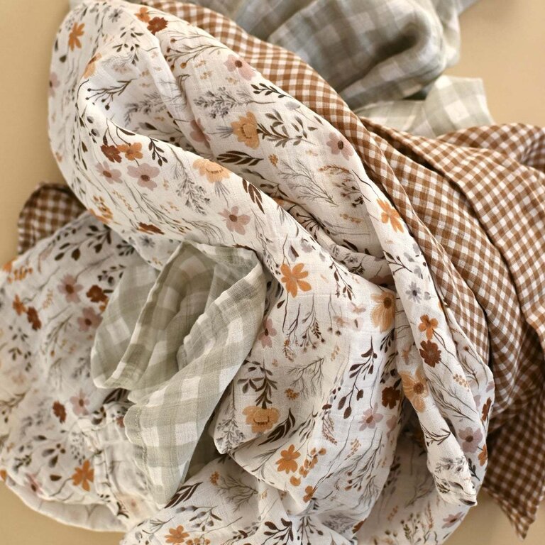 MINIKA COUVERTURE DE MOUSSELINE - SAGE GINGHAM
