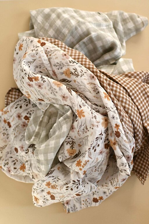 MINIKA COUVERTURE DE MOUSSELINE - SAGE GINGHAM