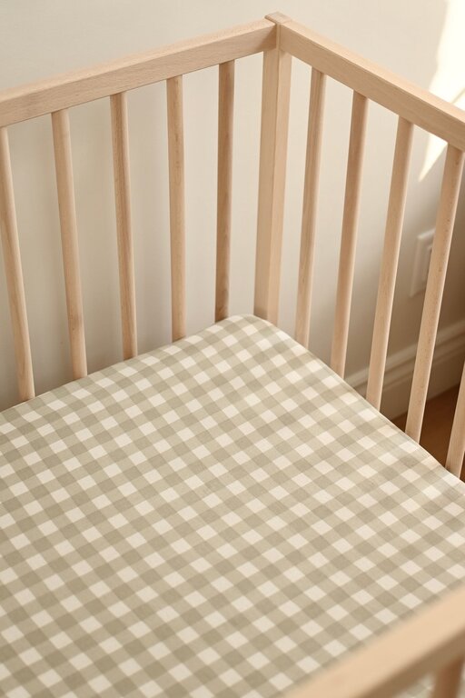 MINIKA DRAP CONTOUR LIT DE BÉBÉ - SAGE GINGHAM