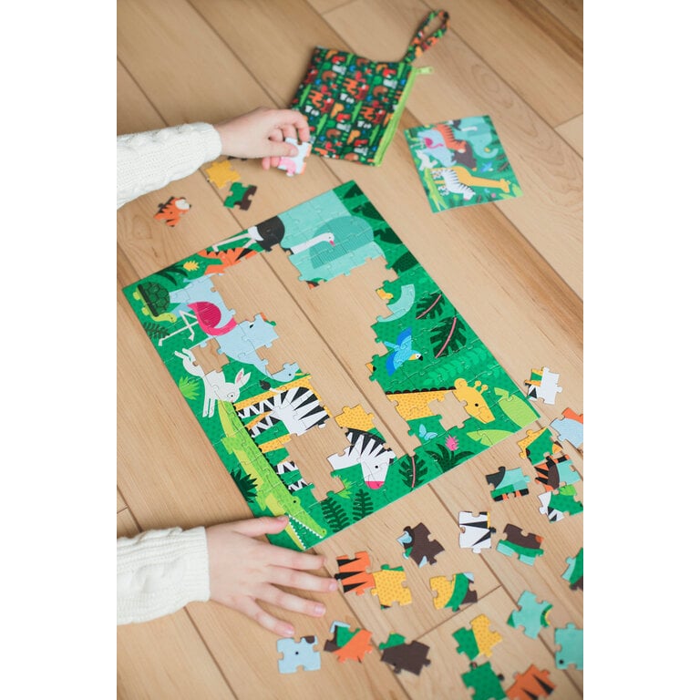 PETIT COLLAGE 2-IN-1 TRAVEL PUZZLE (49 PCS) - ANIMAL MENAGERIE