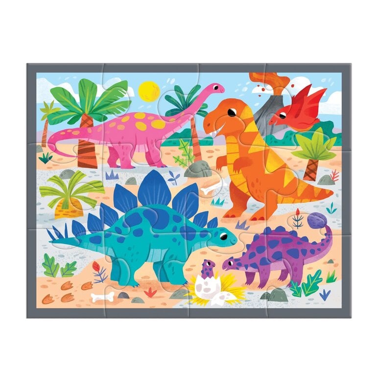 MUDPUPPY 12 PCS PUZZLE POUCH - MIGHTY DINOSAURS