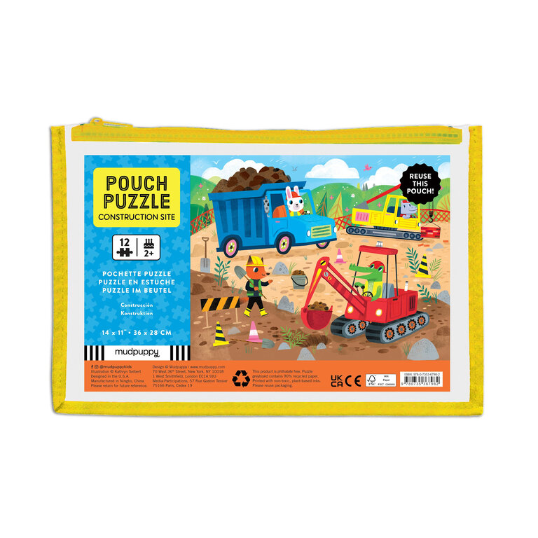 MUDPUPPY POCHETTE PUZZLE 12 PCS - CONSTRUCTION SITE
