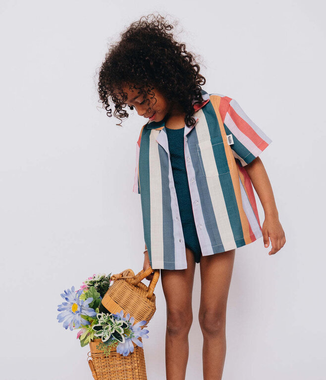 HEADSTER KIDS CHEMISE EN LIN VERTICAL DELIGHT - PINE TREE