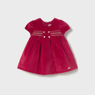 MAYORAL MAYORAL -  ROBE EN VELOURS - CERISE