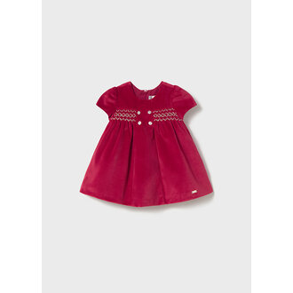 MAYORAL -  ROBE EN VELOURS - CERISE