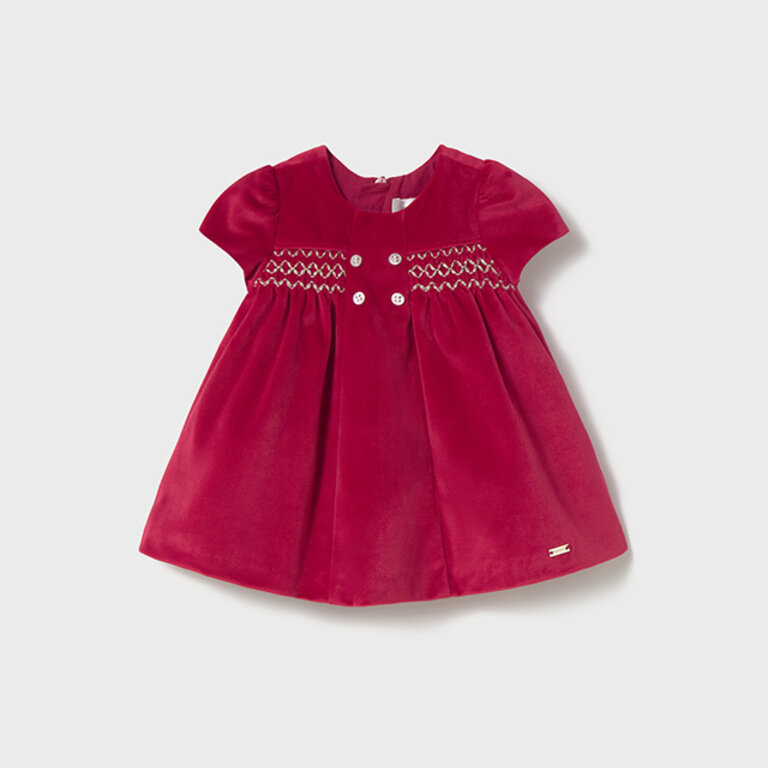 MAYORAL MAYORAL -  ROBE EN VELOURS - CERISE